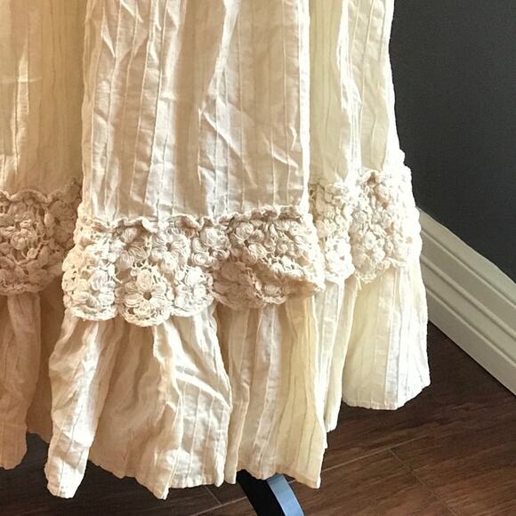 Vintage 1970s Crochet Embellished Prairie Country Wedding  Dress SZ S - Picture 12 of 15